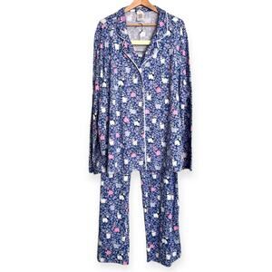 Nite Nite Munki Munki Blue Llama Novelty Print Long Sleeve Pajamas Women's 2X
